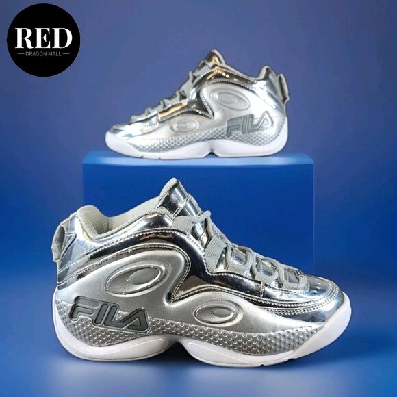 Fila Grant Hill Metallic Silver Athletic Basketball Shoes